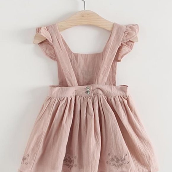 Blush Embroidered Floral Apron dress - Picture 2 of 7